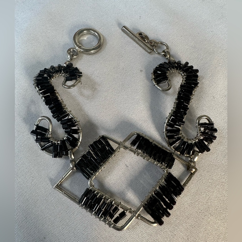 Abstract vibe artisan wire bead wrapped bracelet